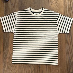 Jil Sander Black and White Striped Short Sleeve Tee